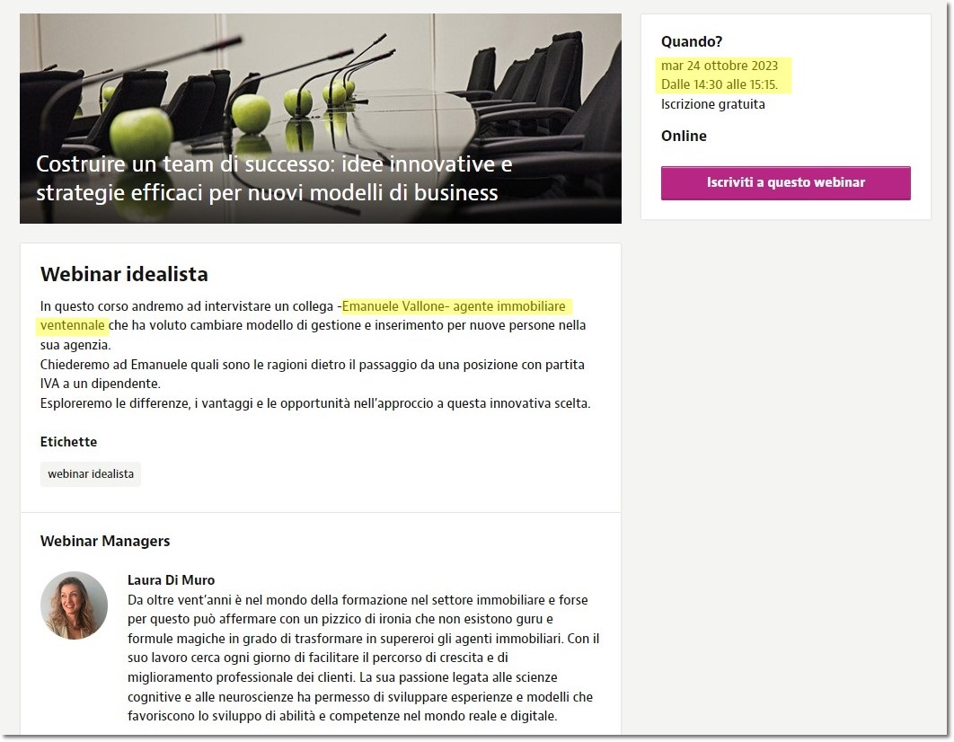 Webinar Idealista 2023. Intervista a Emanuele Vallone, agente immobiliare